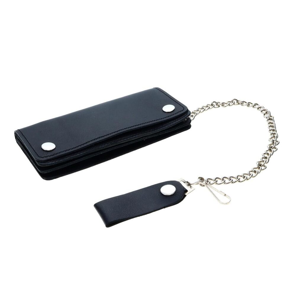 7510 Bikers Wallet with Chain 7.5-Inch Snap Closure Leather